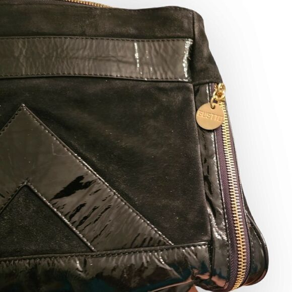 Gustto Black Patent Leather and Suede Large Wristlet Lapol Clutch - Picture 16 of 16